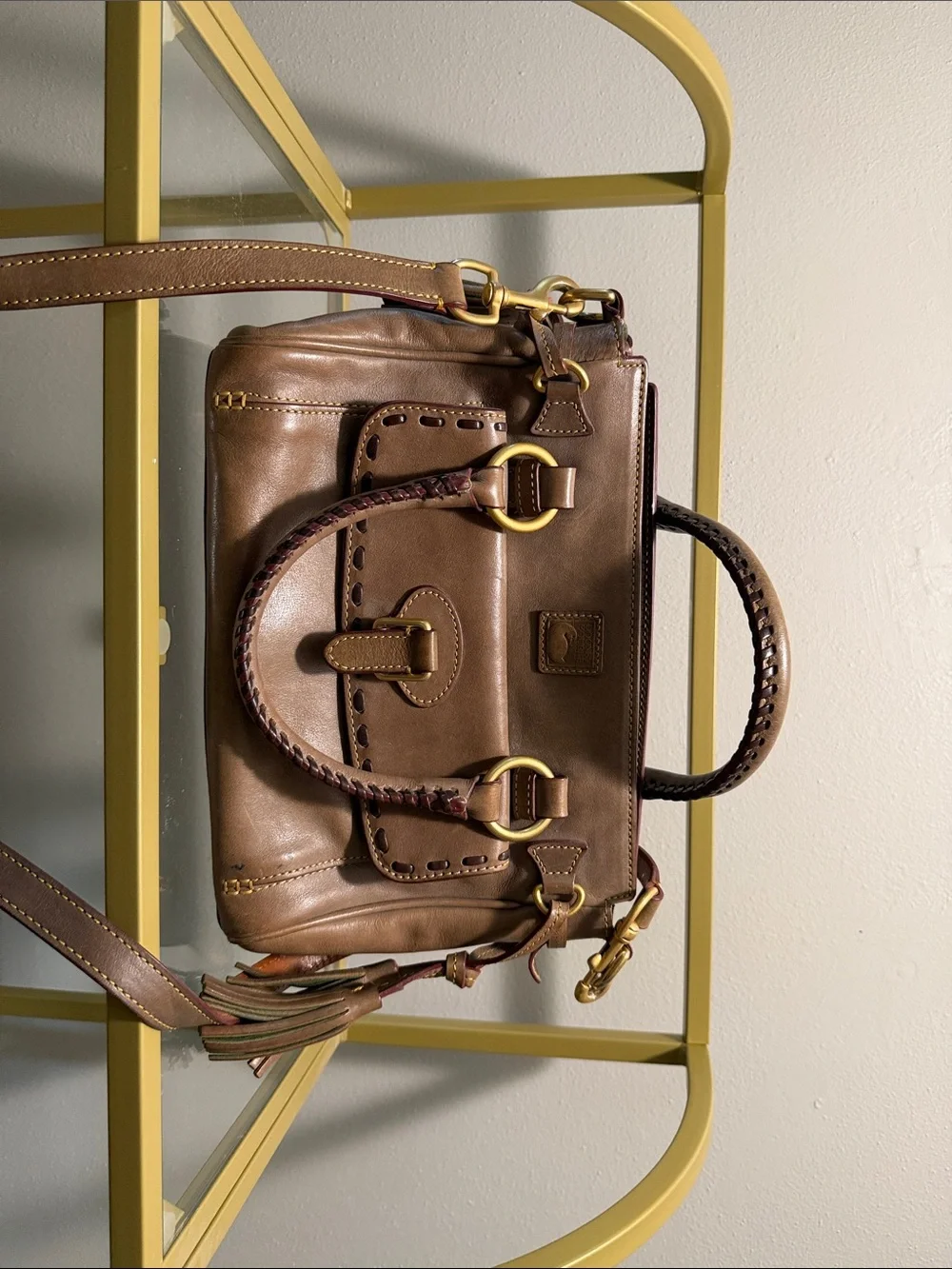 Dooney & Bourke Brown Leather Satchel with Braided Handles